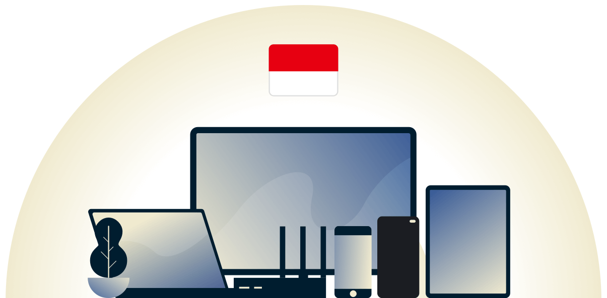 VPN suojaa eri laitteita Indonesiassa.